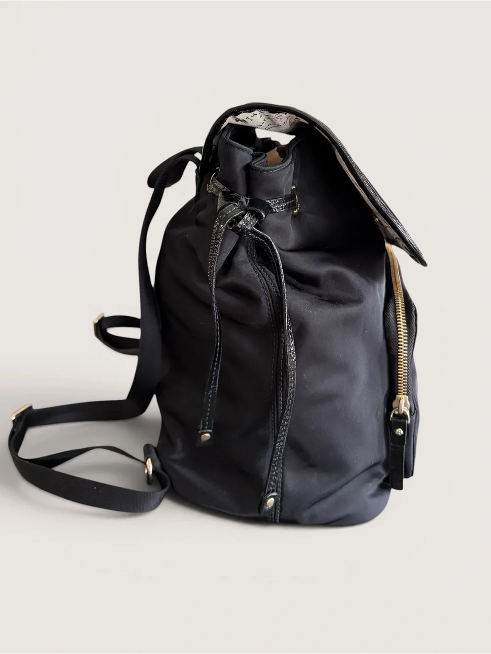 kate spade Black Nylon Small Flap Backpack with Front Pocket